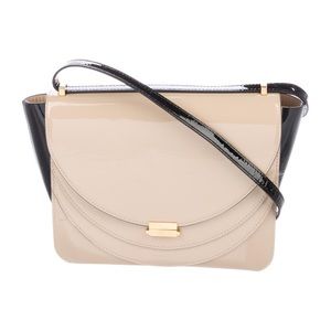 Wandler Patent Leather Beige/Black Luna Shoulder Bag